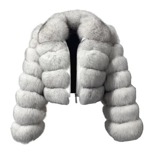 Generic cappotto invernale da donna, soffice cappotto in pelliccia sintetica, giacca corta, piumino, giacca invernale calda e pelosa con cerniera