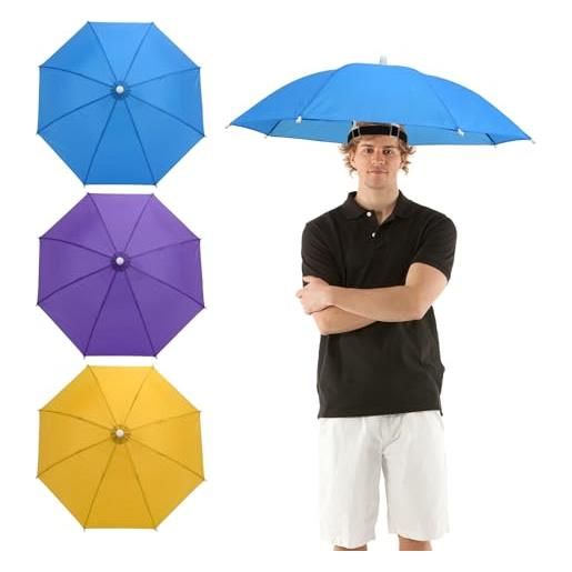 Bekecidi 3 pezzi cappellini ombrello cappelli ombrello: cappello ombrello arcobaleno regolabile cappello da pesca impermeabile con fasce elastiche mini cappellini ombrello portatili per adulti(a) 2