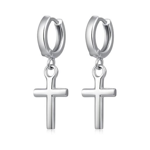 Orecchini Pendenti A Cerchio Sfera SOFIA MILANI - Argento 925 Rodiato, Ipoallergenici, Eleganti Donna