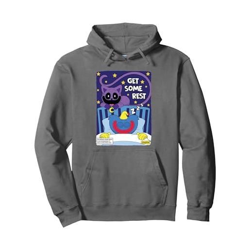 Poppy Playtime cat. Nap & huggy wuggy si riposano felpa con cappuccio, unisex per adulti, bordeaux, m