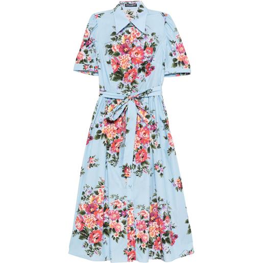 Dolce & Gabbana abito midi a fiori con cintura - blu