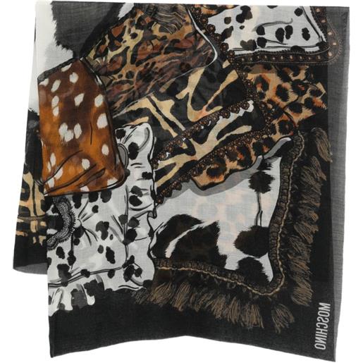 Moschino sciarpa con stampa animalier - nero