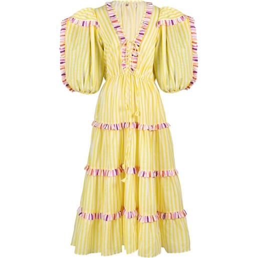 Celia B abito midi a righe - giallo