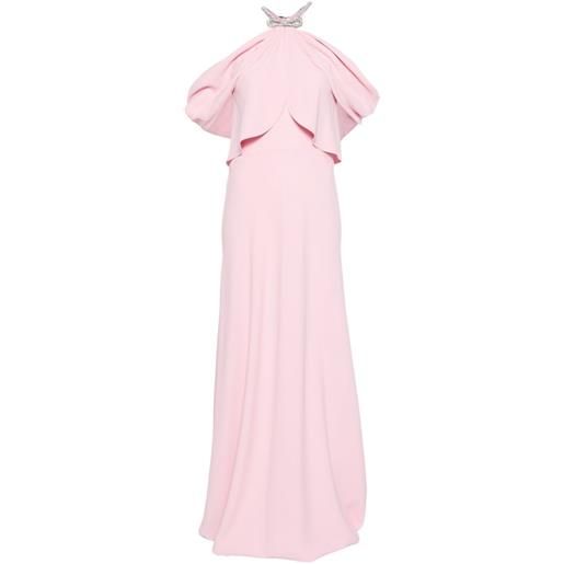 Alberta Ferretti abito lungo con scollo all'americana - rosa