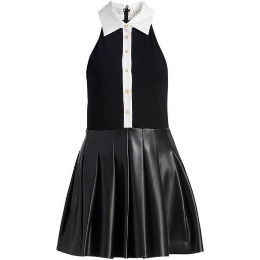 alice + olivia abito corto con pieghe - nero