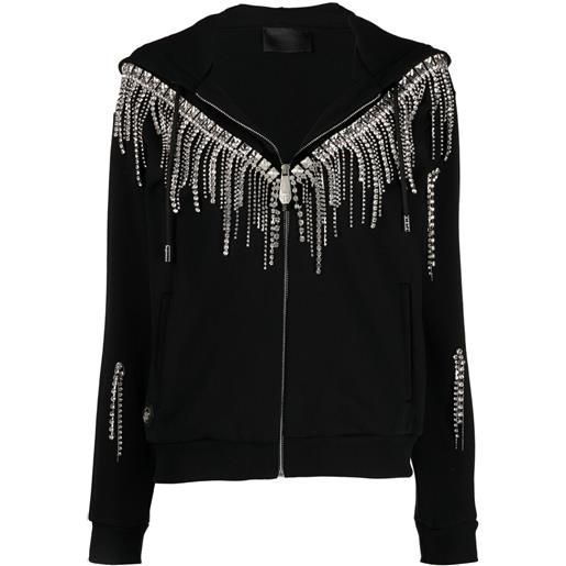 Philipp Plein felpa con frange di cristalli - nero