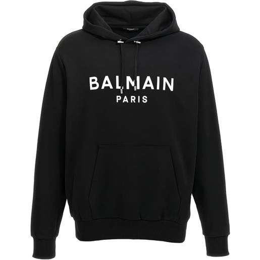 Balmain felpa con cappuccio e logo - nero
