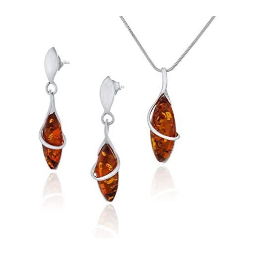 SilverAmber Jewellery Ciondolo In Ambra Baltica E Argento 925, 3,8x2,7 Cm, Con Certificato Di Autenticità