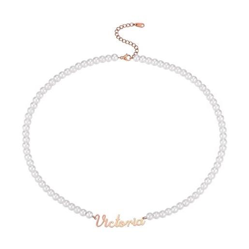 FADA GIOIELLI Collana Con Nome Personalizzabile In Argento 925 - Made In Italy - Lunghezza 45 Cm