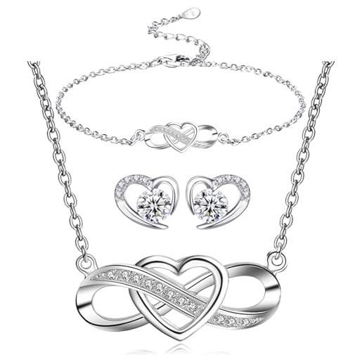 TINGN Collana Donna A Y Con Ciondolo A Goccia E Cuore - Placcata Oro 14k, Regolabile, Ipoallergenica, Elegante