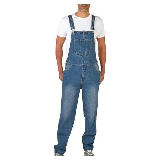 YOSUWOAI salopette in jeans da uomo con vestibilità rilassata, spalline regolabili e tasche multiple per attrezzi, tuta da lavoro, z02 azzurro, s