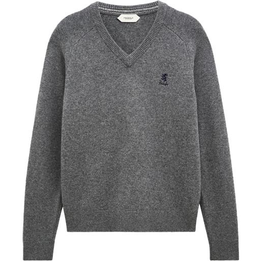 Pringle of Scotland maglione con scollo a v e logo - grigio