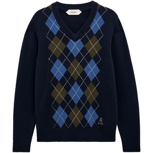 Pringle of Scotland maglione a rombi con scollo a v - blu