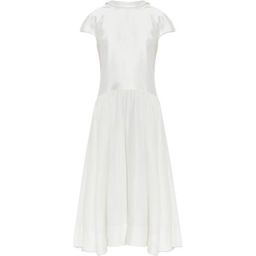 Self-Portrait abito midi con scollo ampio - bianco