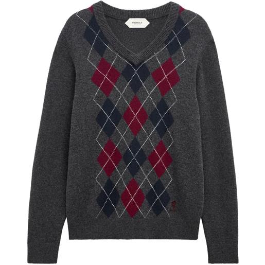 Pringle of Scotland maglione a rombi con scollo a v - grigio