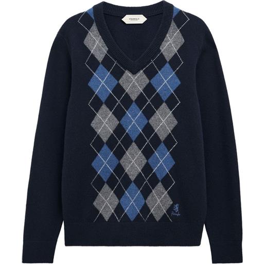 Pringle of Scotland argyle v-neck sweater - blu