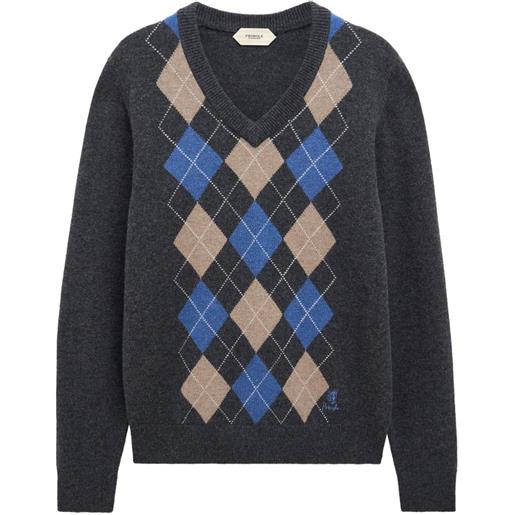 Pringle of Scotland maglione a rombi con scollo a v - grigio