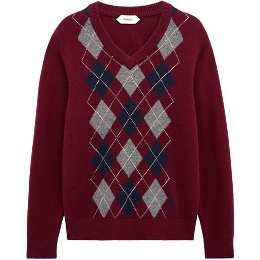 Pringle of Scotland maglione a rombi con scollo a v - rosso