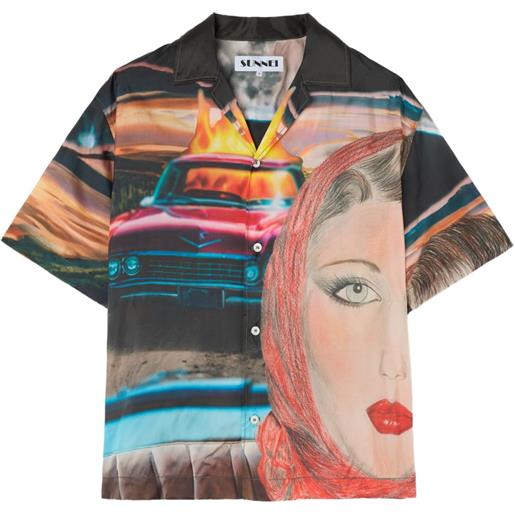 Sunnei camicia con stampa annemarie - nero