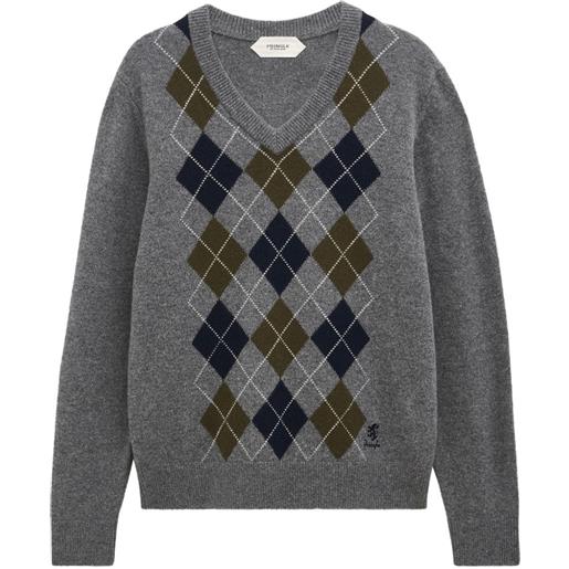 Pringle of Scotland maglione a rombi con scollo a v - grigio