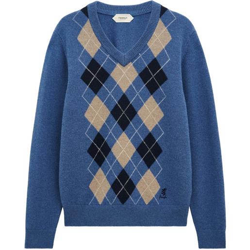 Pringle of Scotland argyle v-neck sweater - blu