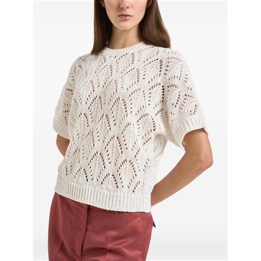 Peserico t-shirt con lavorazione pointelle - bianco
