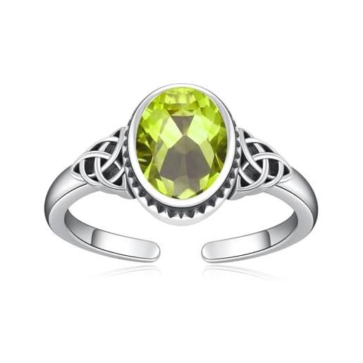 OHAYOO Anello Celtico In Argento 925 Donna Con Pietra Portafortuna - Regolabile Vintage - Gioiello Per Mamma