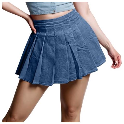 Generisch elegante gonna corta in jeans da donna con pieghe per il tempo libero, blu, s
