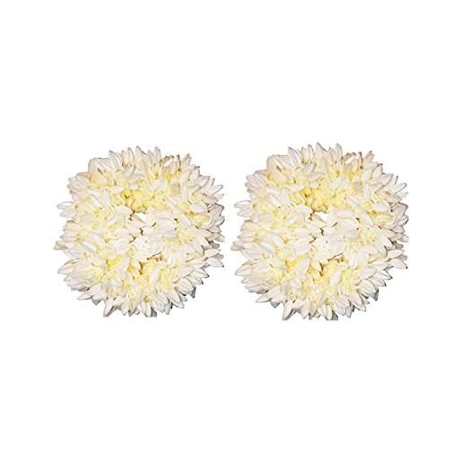 velvet london 2 fasce artificiali per capelli gajra, chignon floreali per capelli da sposa, accessori per capelli profumati, fiori bianchi artificiali gajra per capelli