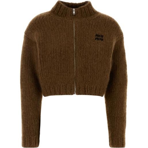 Miu Miu cardigan crop in cashmere - marrone