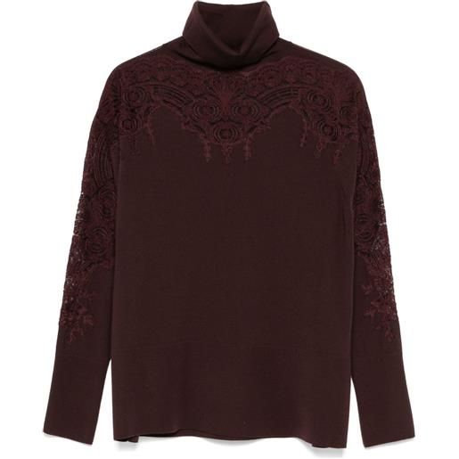 Ermanno Scervino maglione con dettaglio in pizzo - marrone