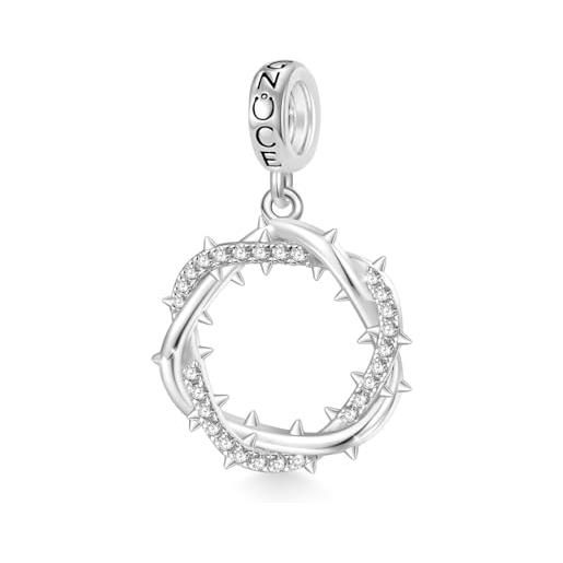Ciondolo Rotondo In Argento 925 Con Scritta 'Faith' E Bordo Dorato: Perlina Per Bracciale Europeo