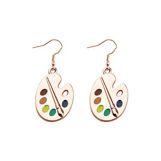 Orecchini Pendenti In Argento Sterling 925 A Forma Di Tavolozza E Pennelli - Regalo Per Artisti E Insegnanti D'Arte
