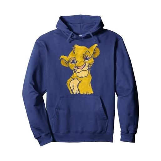 Disney lion king young simba smiling portrait sketch felpa con cappuccio, unisex per adulti, navy, m