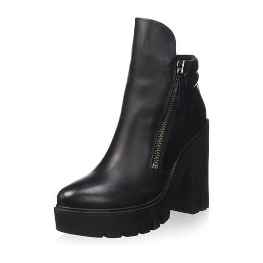 Crime London, 32180a15b, scarpe scarponcino zip tacco plateau, moda fashion pelle (black, sistema taglie calzature eu, adulto, numero, media, 40)