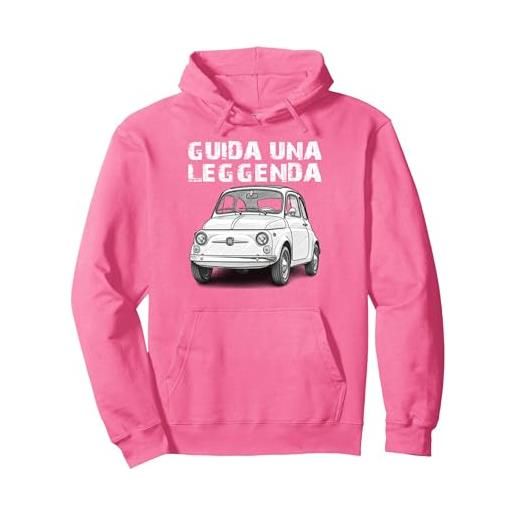 domi fiat 500 felpa con cappuccio, unisex per adulti, blu polveroso, l