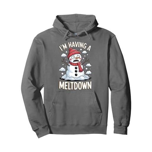 Salute Mentale Divertente Inverno Natale im having a meltdown snowman pupazzo di neve felpa con cappuccio, unisex per adulti, rosso, xxl