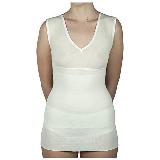 MANIFATTURA BERNINA form 3018 (taglia 2 bianco) - canottiera intima termica donna lana e cotone fascia vita incorporata