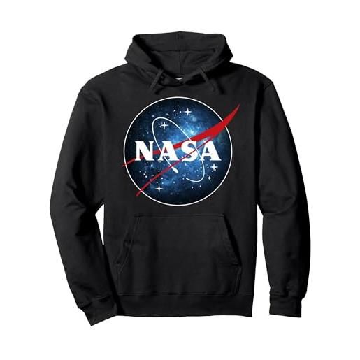 Nasa blue galaxy fill classic space icon felpa con cappuccio, unisex per adulti, nero, s