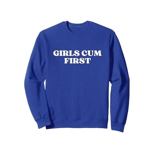 Girls Cum First y2k aesthetic felpa, unisex per adulti, navy, m