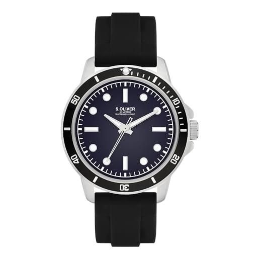 S.Oliver Orologio Da Polso Uomo Con Cinturino In Finta Pelle Nera - Quadrante Argentato, Fibbia Ad Ardiglione - Look Elegante E Sportivo - 3