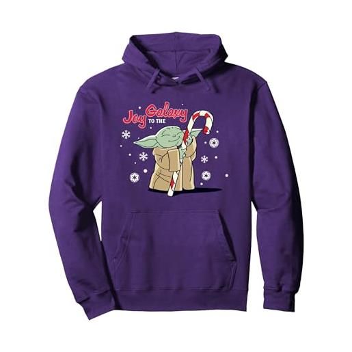 Star Wars yoda joy to the galaxy natale felpa con cappuccio, unisex per adulti, rosso, m