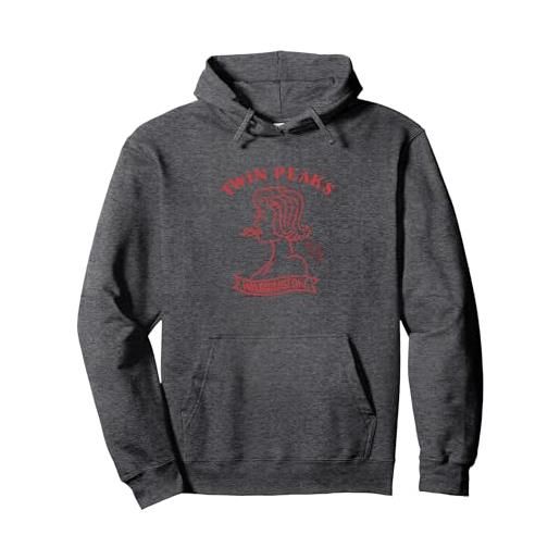 Twin Peaks audrey simple red outline side profile felpa con cappuccio, unisex per adulti, verde foresta, m