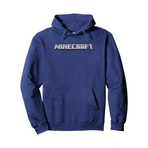 Minecraft logo black felpa con cappuccio, unisex per adulti, navy, l