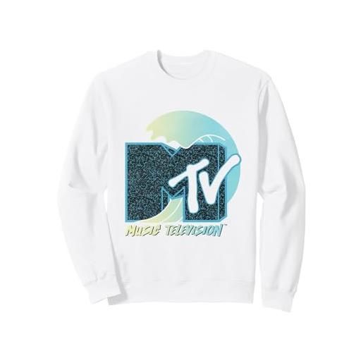 MTV classico logo MTV surfing wave felpa, unisex per adulti, bianco, xxl