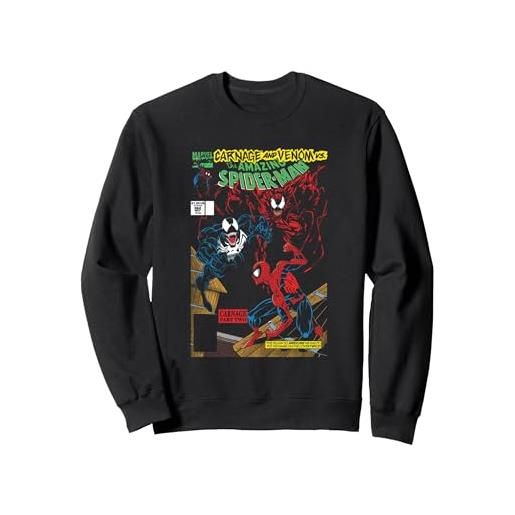 Marvel Ultimate Spiderman spider man carnage and venom cover felpa, unisex per adulti, blu reale, xl