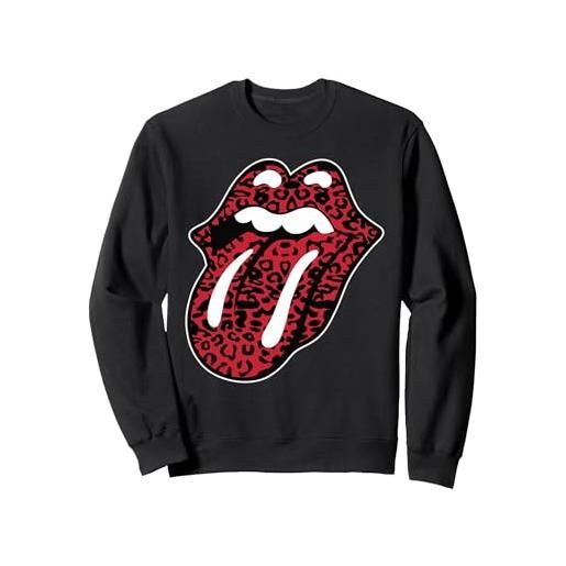 The Rolling Stones linguetta ufficiale dei rolling stones leopard felpa, unisex per adulti, grigio melange, m