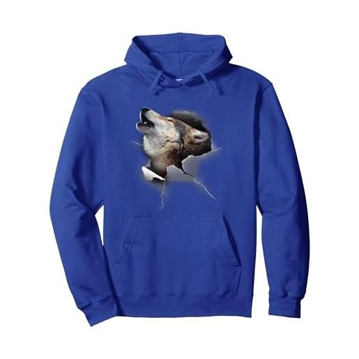 Testa di Lupo Marrone Urlante Craze Tees testa di lupo marrone urlante felpa con cappuccio, unisex per adulti, blu reale, s