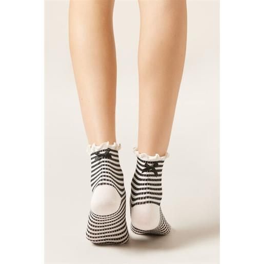 Calzedonia calze a righe e fiocco nero