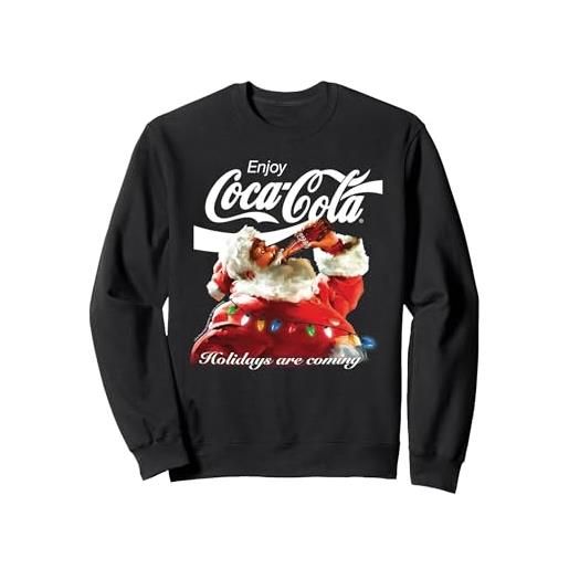 Coca Cola le vacanze alla Coca Cola stanno arrivando luci felpa, unisex per adulti, nero, s